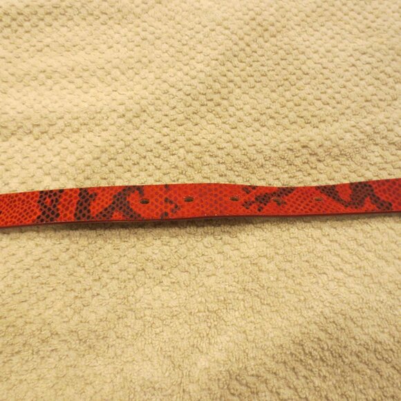 Express Women's Italian Leather Belt - Snake Skin - Skinny Width -Red/Blk-Medium - Picture 3 of 8